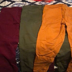 Maroon, Green, and Mustard skinny. All for $25.